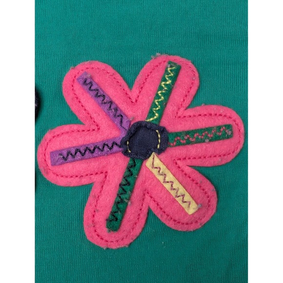 Hanna Andersson Girls Green Flower Applique Layered Long Sleeve Tee Shirt 140 - Picture 4 of 8